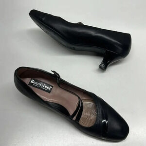 Beautifeel Shoes Mary Janes Pump Heels Low Kitten Heel Leather Black Size 39 9 *
